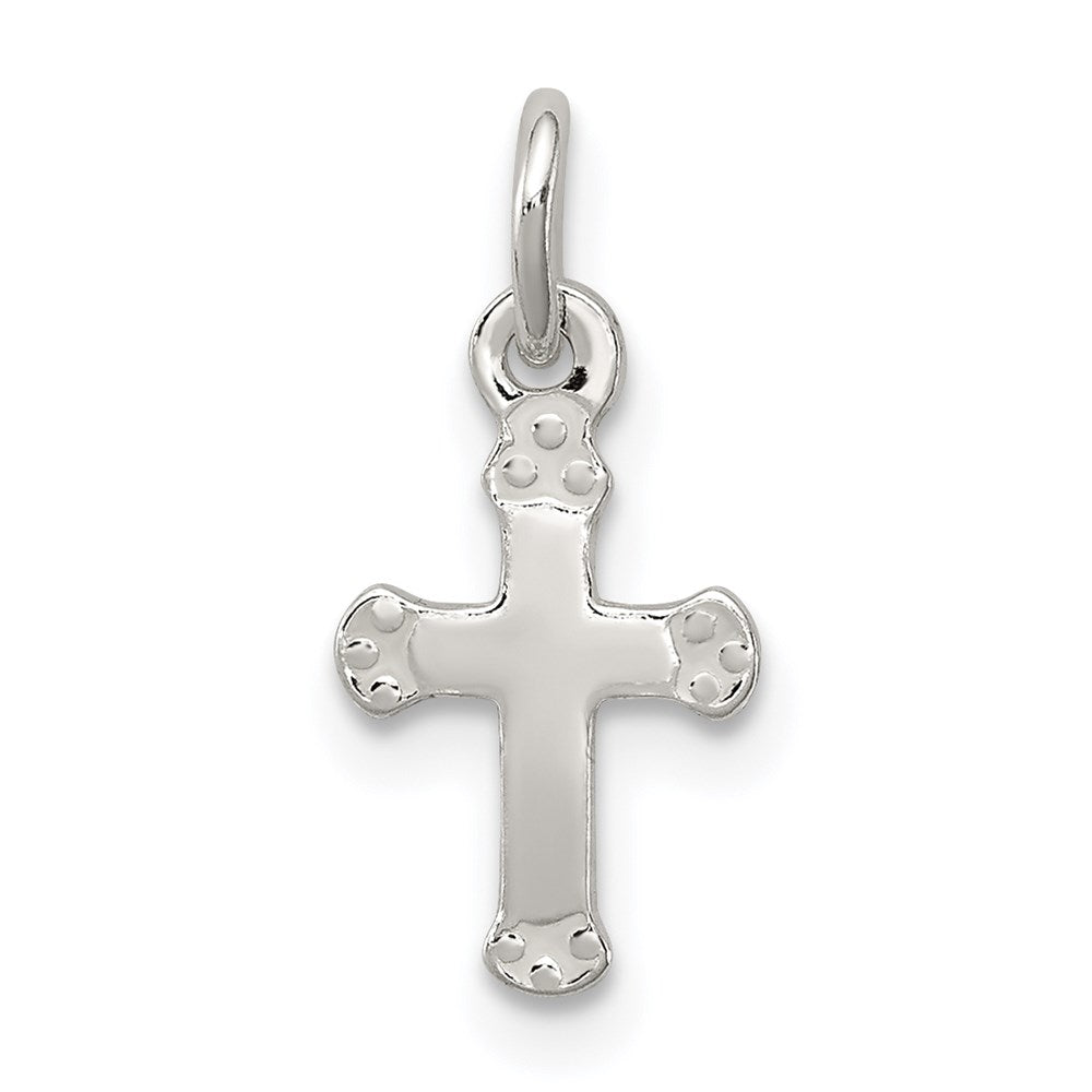 Sterling Silver Polished Cross Charm, 0.28 g