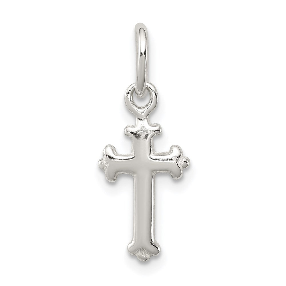 Sterling Silver Polished Cross Charm, 0.47 g