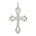 Sterling Silver Textured Diamond-cut Laser-Cut Cross Pendant, 24.85 x 16.7 mm