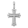 Sterling Silver Rhodium-plated Brushed/Polished Cross Pendant, 28.54 x 21.35 mm