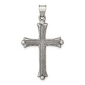 Sterling Silver Antiqued, Polished and Brushed Latin Cross Pendant, 33 x 22.7 mm