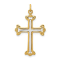 Sterling Silver Platinum-plated & Gold-tone Cross Pendant, 26.9 x 19.6 mm