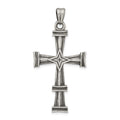 Sterling Silver Antiqued, Polished and Brushed Latin Cross Pendant