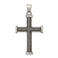 Sterling Silver Antiqued, Polished and Brushed Latin Cross Pendant, 30.8 x 21.77 mm