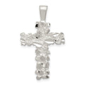 Sterling Silver Satin Finish Diamond-cut Cross Pendant, 23.35 x 18.74 mm