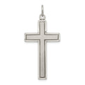 Sterling Silver Antiqued & Satin Cross Pendant, 33.25 x 19.8 mm