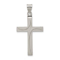 Sterling Silver Textured, Brushed and Polished Latin Cross Pendant, 30.65 x 20 mm