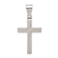 Sterling Silver Textured, Brushed and Polished Latin Cross Pendant, 22.85 x 14.95 mm