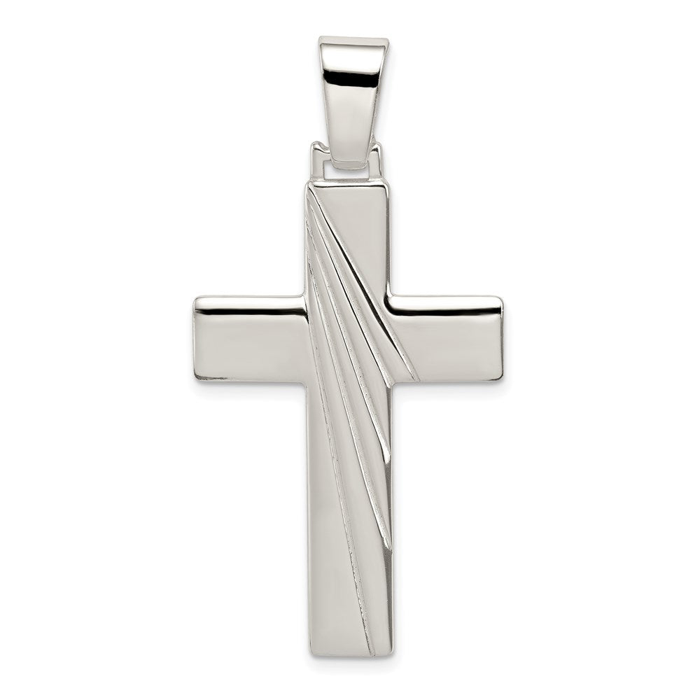 Sterling Silver Polished Cross Pendant, 36.22 x 23.64 mm