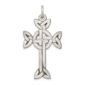 Sterling Silver Antiqued, Textured and Brushed Celtic Cross Pendant, 32.1 x 20.73 mm