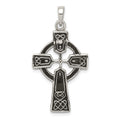 Sterling Silver Polished and Antiqued Celtic Cross Pendant, 27 x 18 mm