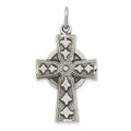 Sterling Silver Antiqued Irish Cross Pendant, 26.85 x 18.4 mm