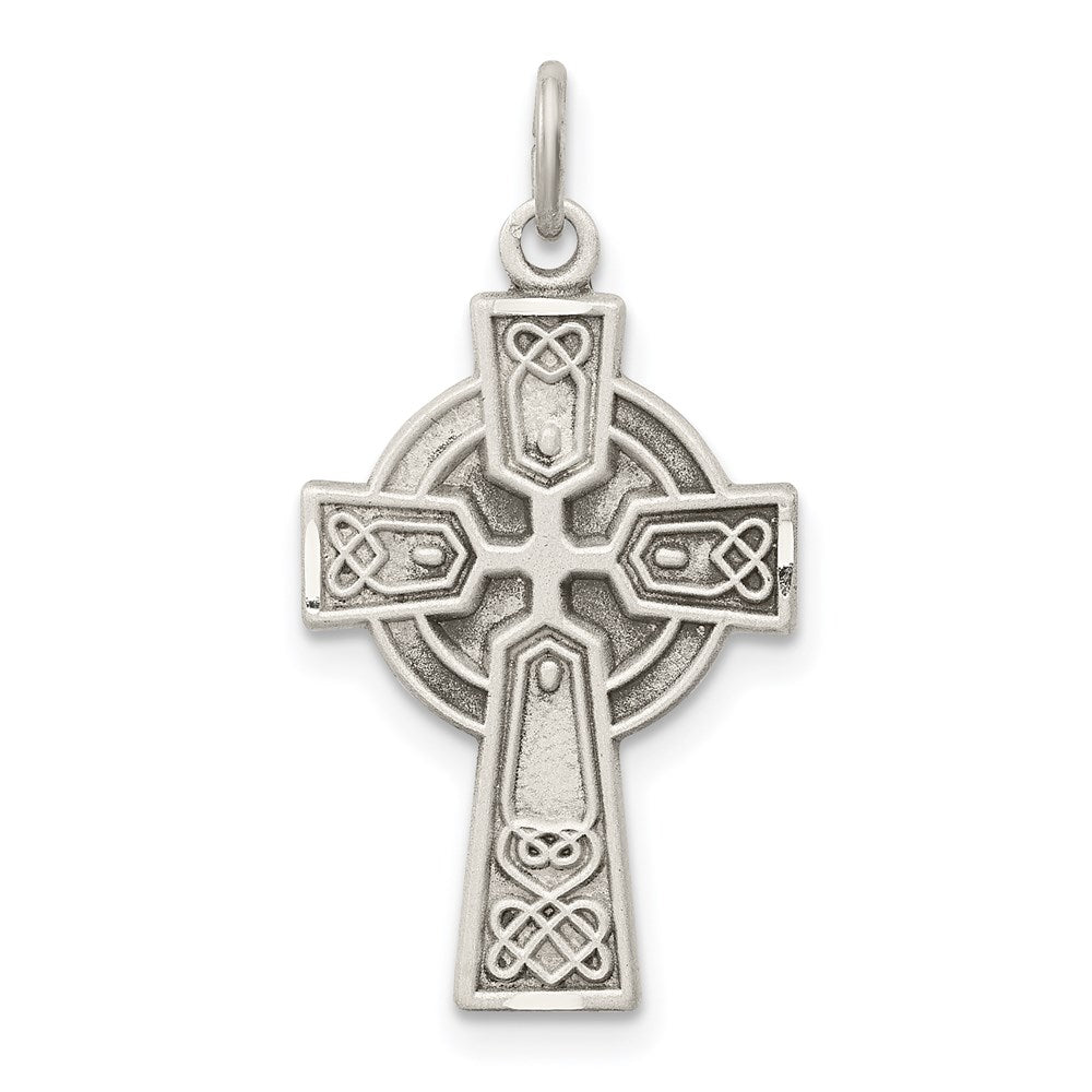 Sterling Silver Antiqued Small Celtic Cross Pendant, 23 x 14 mm