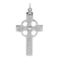 Sterling Silver Rhodium-plated Polished Celtic Cross Pendant, 46.6 x 27.78 mm