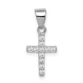 Sterling Silver Rhodium-plated CZ Cross Pendant, 12.66 x 9 mm