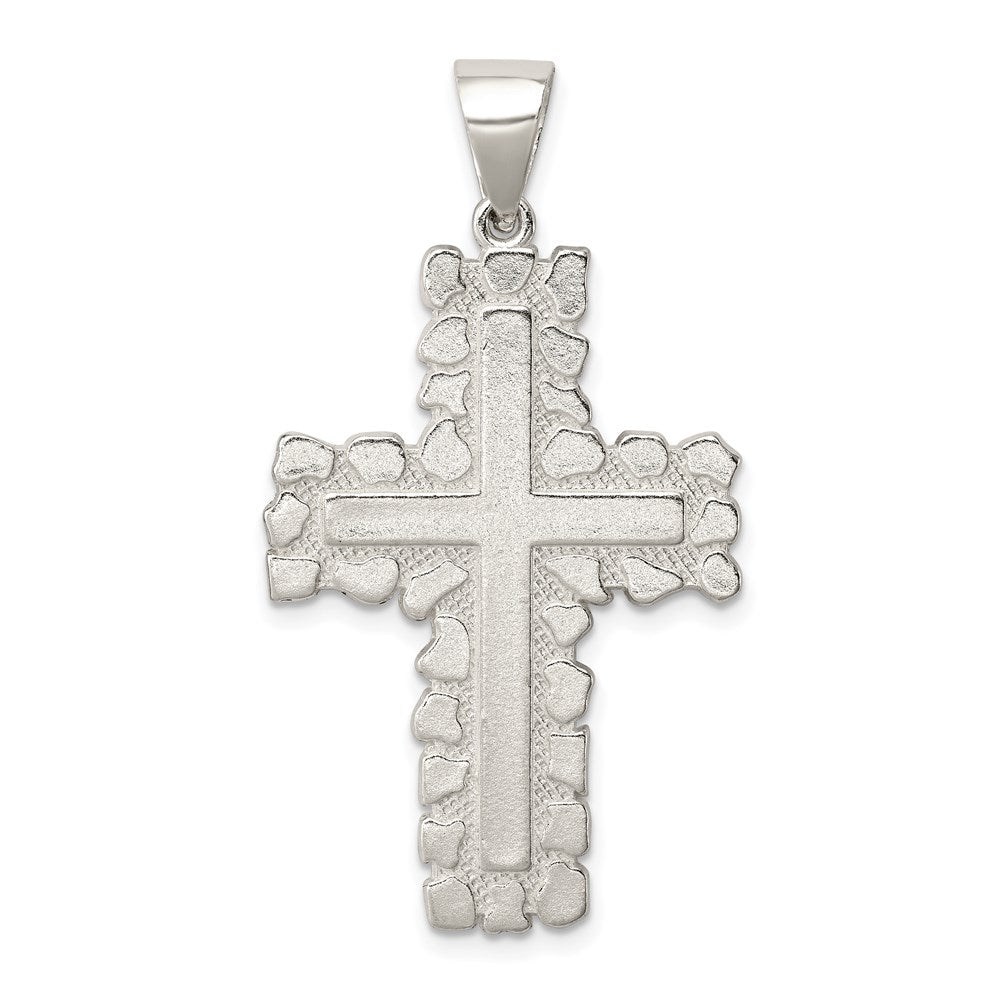 Sterling Silver Polished Outlined Cross Pendant, 32.5 x 22.2 mm