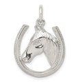 Sterling Silver Horseshoe with Horse Head Pendant, 21 x 18 mm