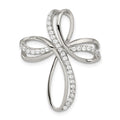 Sterling Silver Rhodium-plated Polished CZ Cross Chain Slide, 28.5 x 22.73 mm