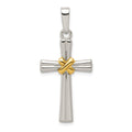 Sterling Silver & Gold-tone Polished Latin Cross Pendant, 27.6 x 17 mm