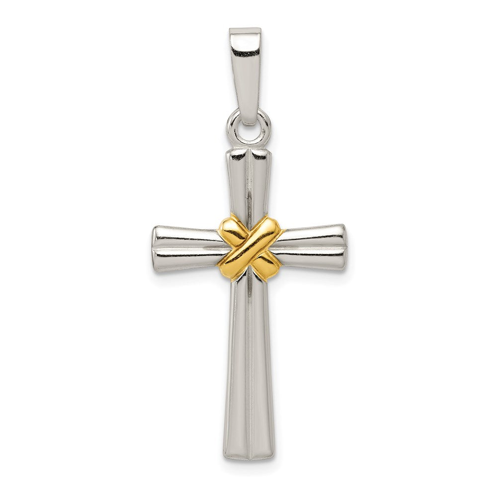 Sterling Silver & Gold-tone Polished Latin Cross Pendant, 27.6 x 17 mm
