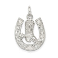 Sterling Silver Horseshoe with Boot Charm, 22 x 18 mm