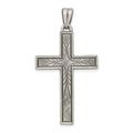 Sterling Silver Antiqued, Polished and Brushed Latin Cross Pendant, 33 x 22.15 mm
