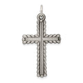 Sterling Silver Antiqued, Textured and Brushed Latin Cross Pendant, 30.95 x 20.4 mm