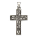 Sterling Silver Antiqued, Polished and Brushed Latin Cross Pendant, 33.65 x 22.83 mm