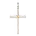 Sterling Silver Polished w/Gold-plated Rope Hollow Crucifix Pendant, 48.5 x 30.65 mm