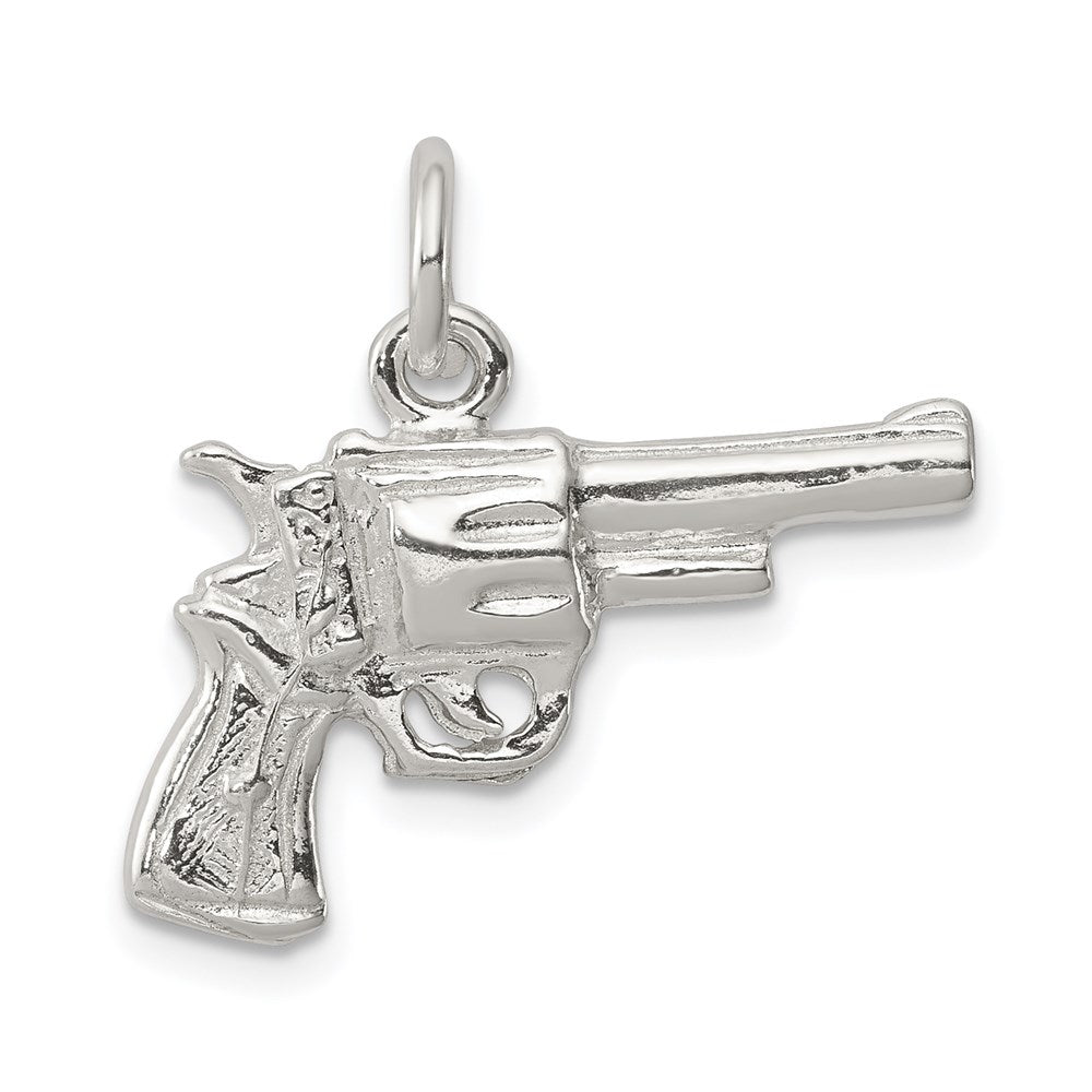 Sterling Silver Revolver Charm, 17 x 22 mm