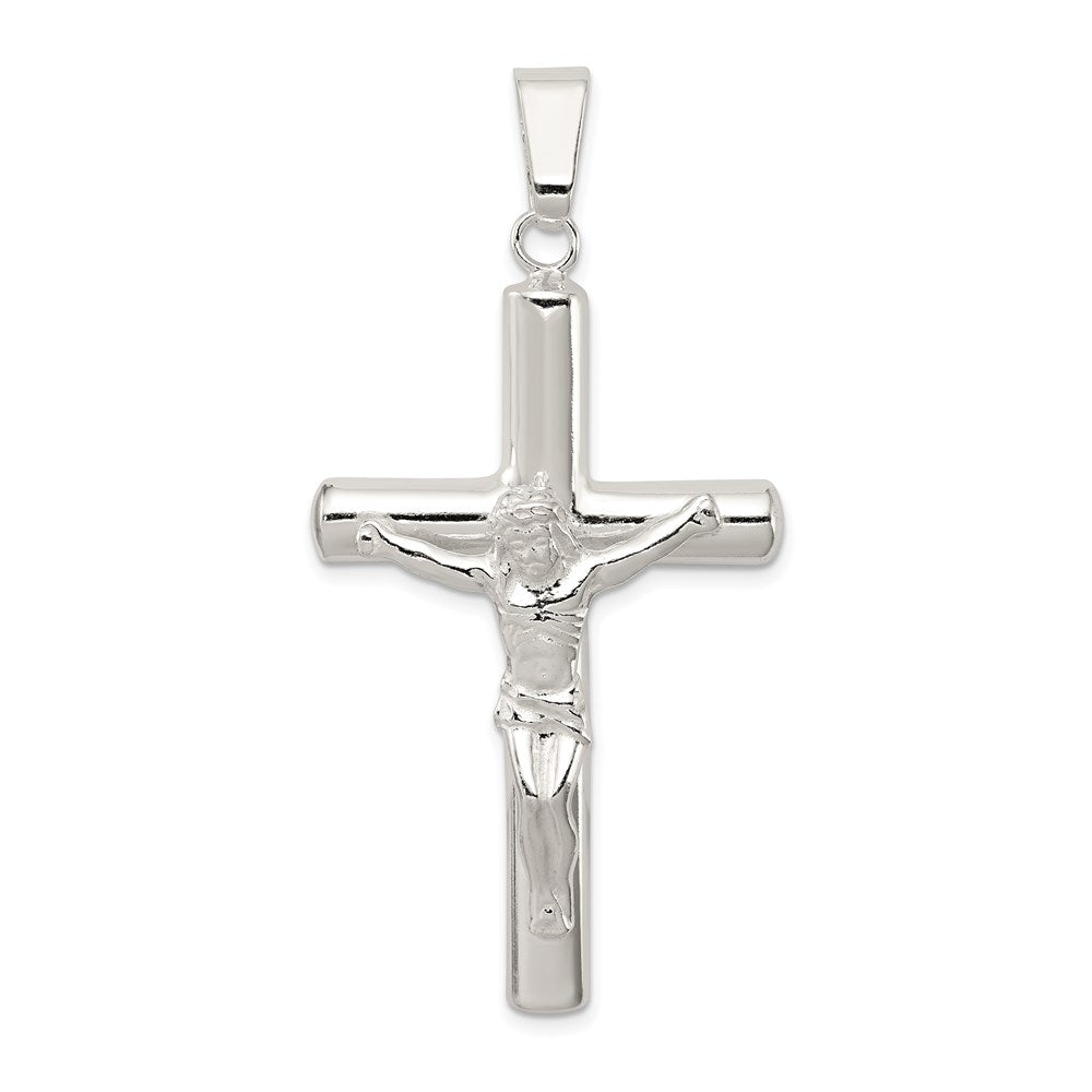 Sterling Silver Polished Hollow Crucifix Cross Pendant, 56 x 27.5 mm