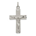 Sterling Silver Polished Squared Cross Crucifix Pendant, 35.5 x 19.85 mm