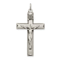 Sterling Silver INRI Crucifix Cross w/ Prayer Pendant, 47 x 25.5 mm