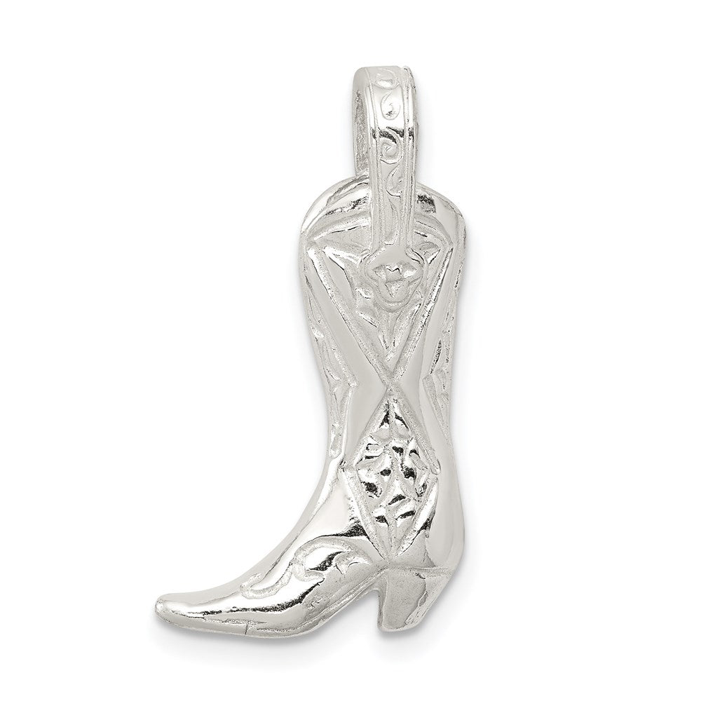 Sterling Silver Cowboy Boot Charm, 25 x 14 mm