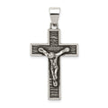 Sterling Silver Antiqued Box Cross Crucifix Pendant, 37 x 19.25 mm