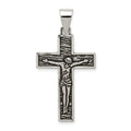 Sterling Silver Antiqued & Textured Crucifix Pendant, 36.75 x 19.25 mm