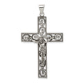 Sterling Silver Antiqued Beaded Filigree Crucifix Pendant, 63 x 34.4 mm
