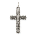 Sterling Silver Antiqued and Brushed INRI Crucifix Pendant, 33 x 18.53 mm