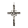 Sterling Silver Antiqued, Textured and Polished INRI Crucifix Pendant, 39 x 21.4 mm
