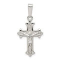 Sterling Silver Polished Textured Crucifix Pendant, 32.5 x 16 mm