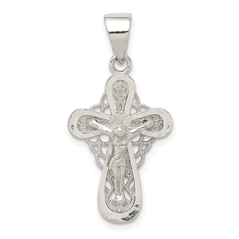 Sterling Silver Polished Small Crucifix Pendant, 23.95 x 16.2 mm