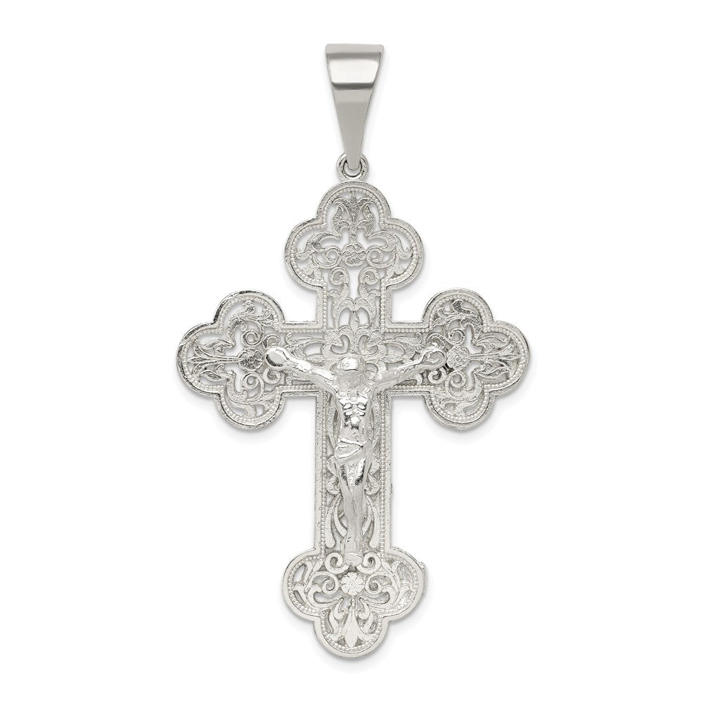 Sterling Silver Polished Crucifix Pendant, 55 x 32.3 mm