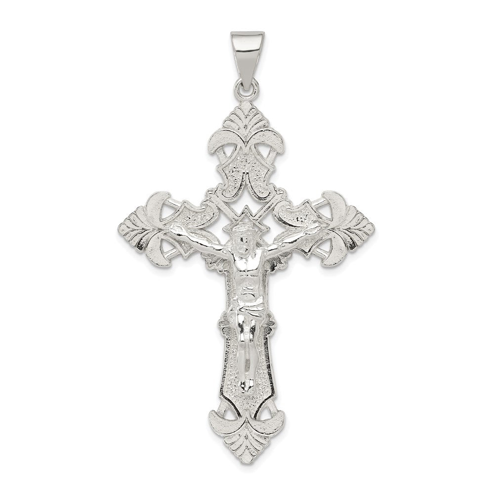 Sterling Silver Polished Crucifix Pendant, 61.5 x 35.5 mm
