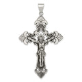 Sterling Silver Antiqued Crucifix Pendant, 61.5 x 35.5 mm