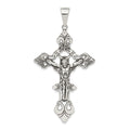 Sterling Silver Antiqued Large INRI Crucifix Pendant, 66 x 35.7 mm