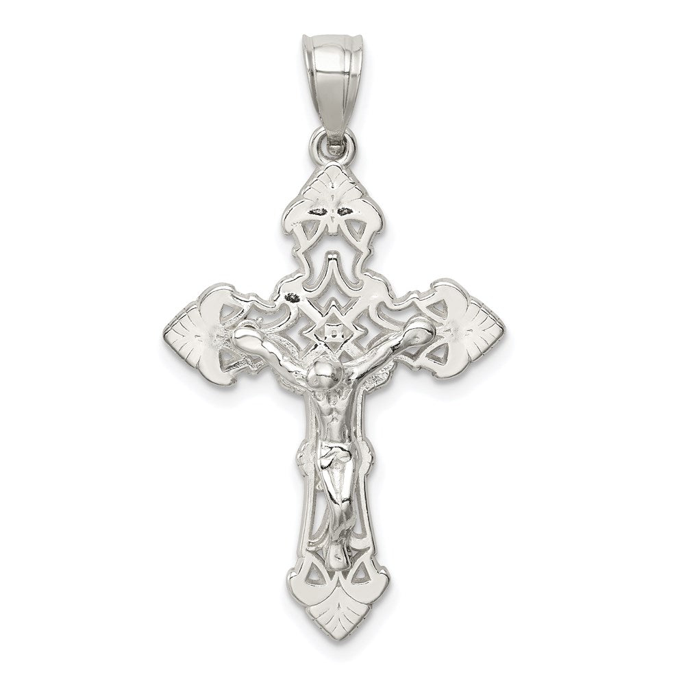Sterling Silver Polished Crucifix Pendant, 37.85 x 20.9 mm