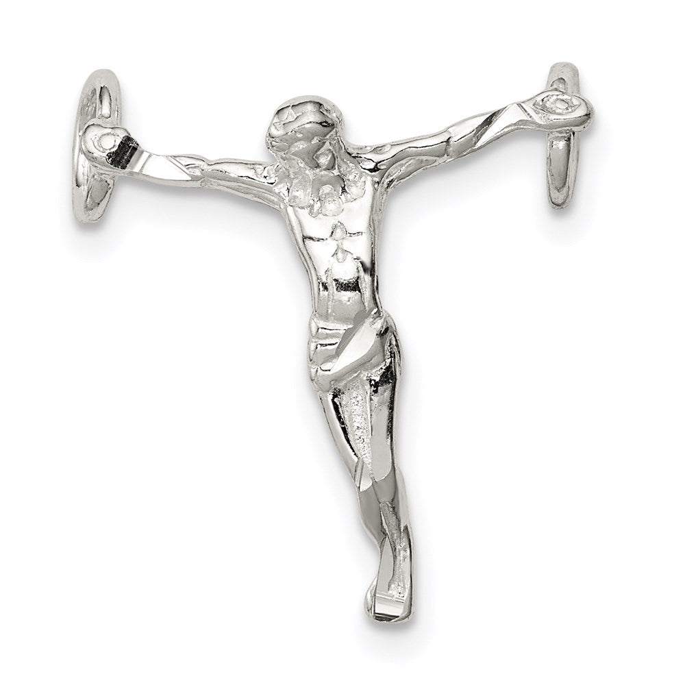 Sterling Silver Polished Mini Jesus Cross Chain Slide, 18.25 x 17.75 mm