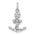 Sterling Silver Polished Crystal Mariner Cross Pendant, 22.05 x 13.65 mm
