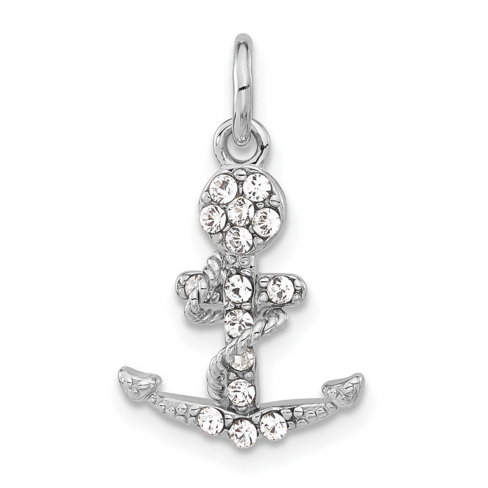 Sterling Silver Polished Crystal Mariner Cross Pendant, 22.05 x 13.65 mm