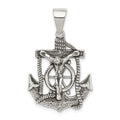Sterling Silver Antiqued Mini Mariner INRI Crucifix Pendant, 31.5 x 20 mm